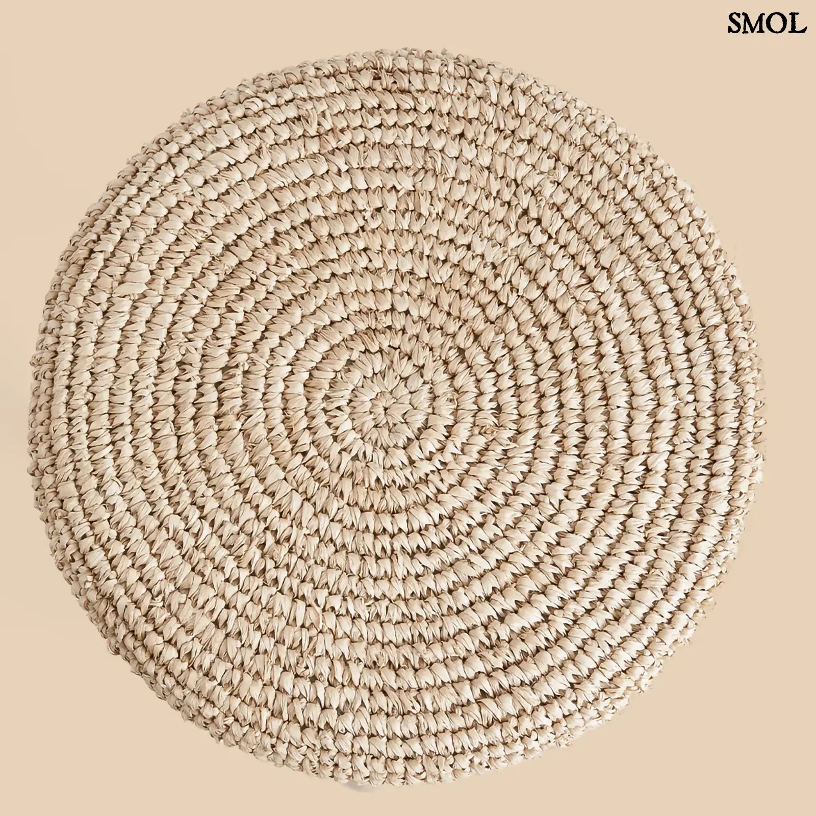 Raffia bárszék natúr színben, kézzel fonott ülőfelülettel és fa lábakkal, felülről