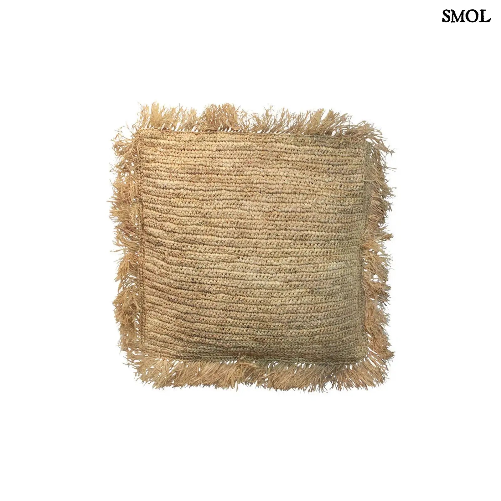 Raffia díszpárnahuzat, 40x40, rojtokkal | RAFFIA | SMOL - fehér háttérrel