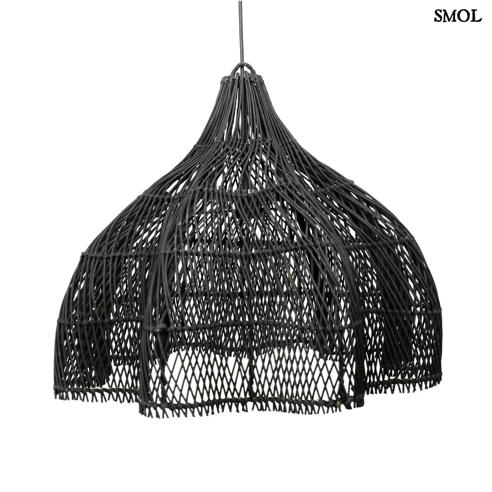 Rattan Függőlámpa – Fekete, M | WHIPPED | SMOL - fehér háttérrel