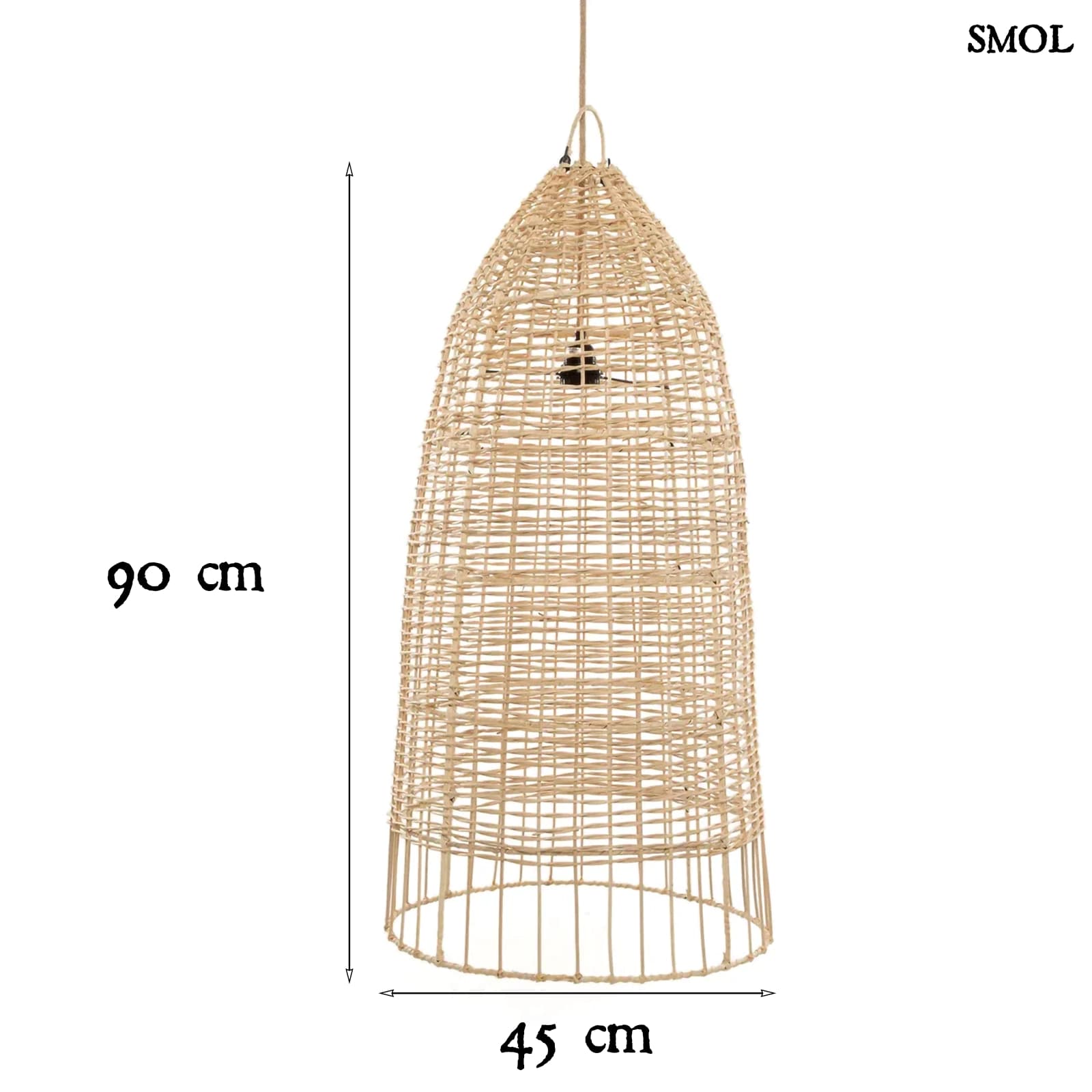 Rattan Függőlámpa – Natúr, L | ELBA