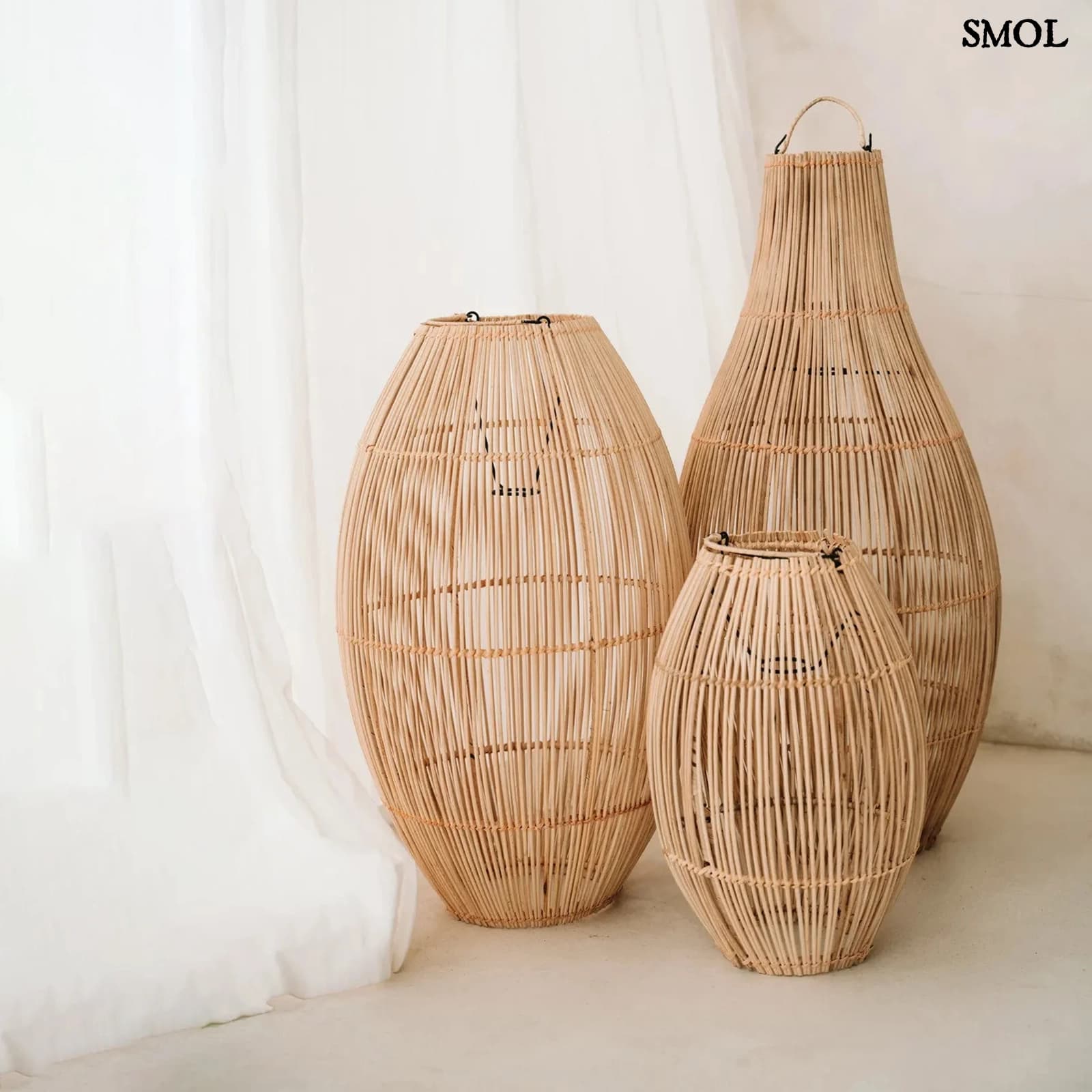 Rattan Függőlámpa – Natúr, S  | ZURI | SMOL - három méretben