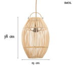 Rattan Függőlámpa – Natúr, S  | ZURI | SMOL - méretekkel