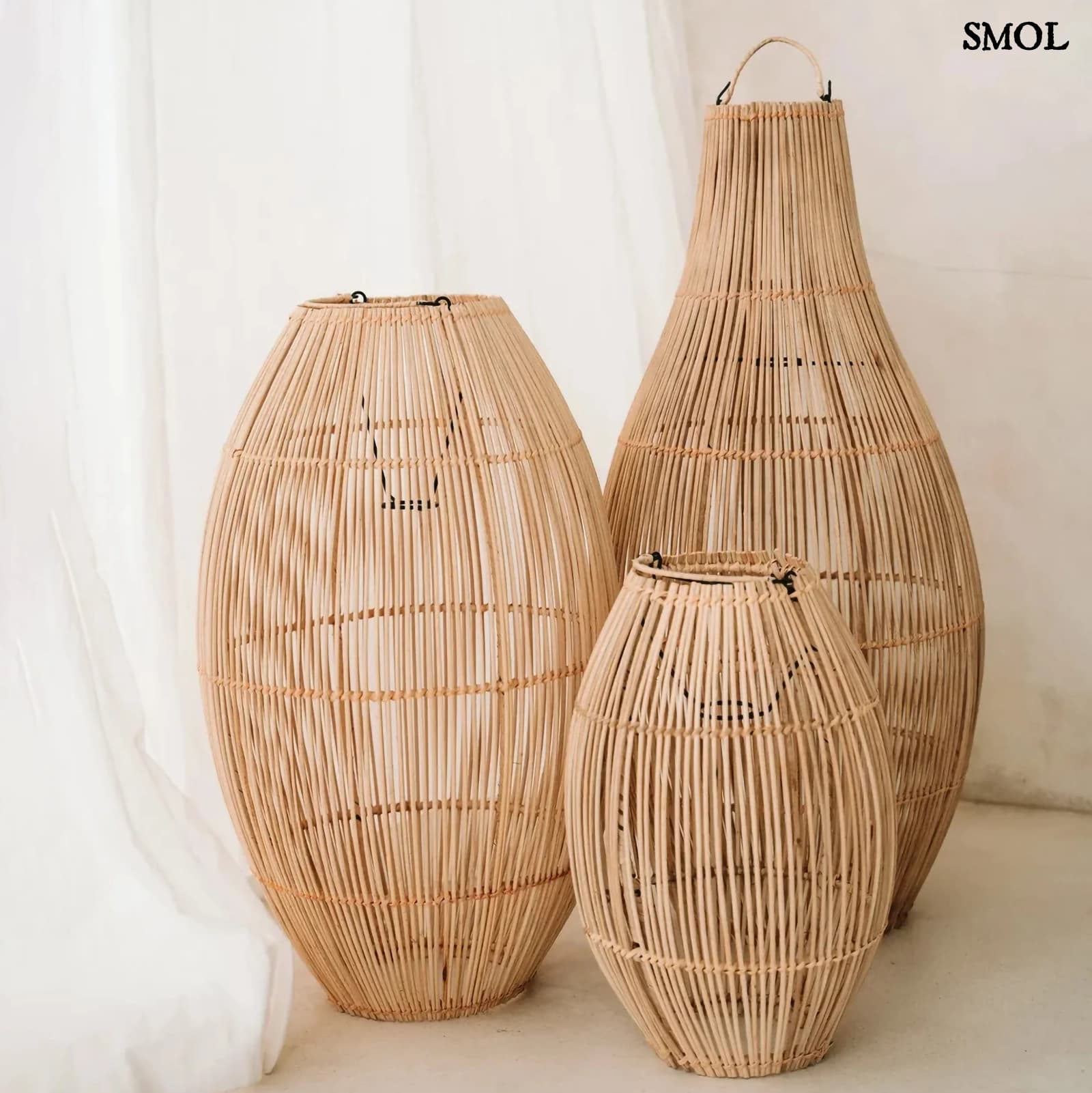 Rattan Függőlámpa, Ovális Formájú, 59 cm | ZURI | SMOL -  rattan lámpákkal