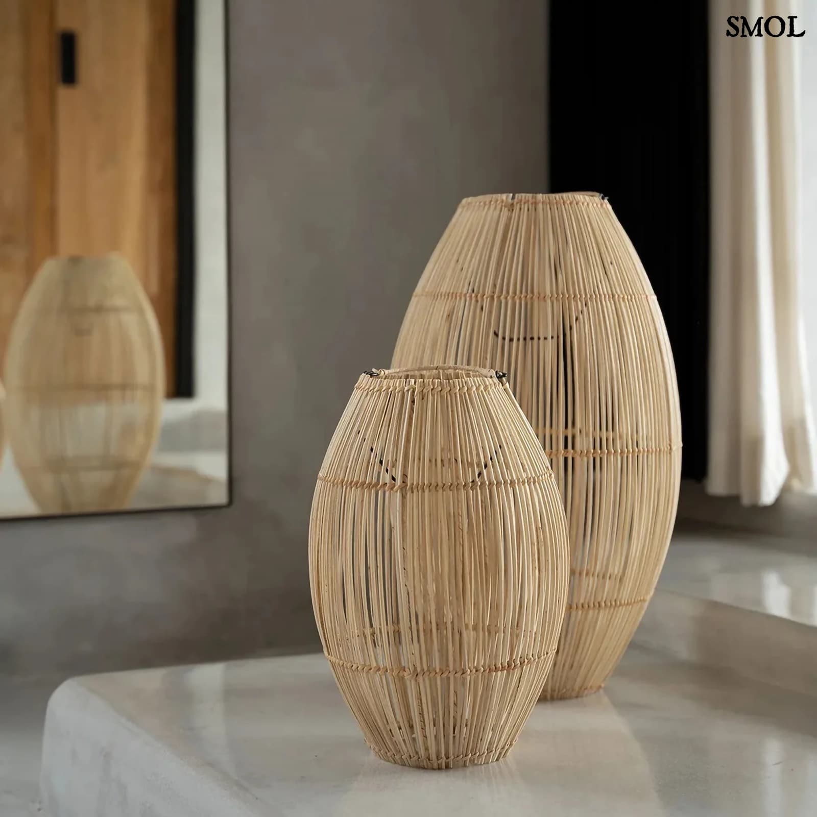 Rattan Függőlámpa, Ovális Formájú, 59 cm | ZURI | SMOL - két méretben