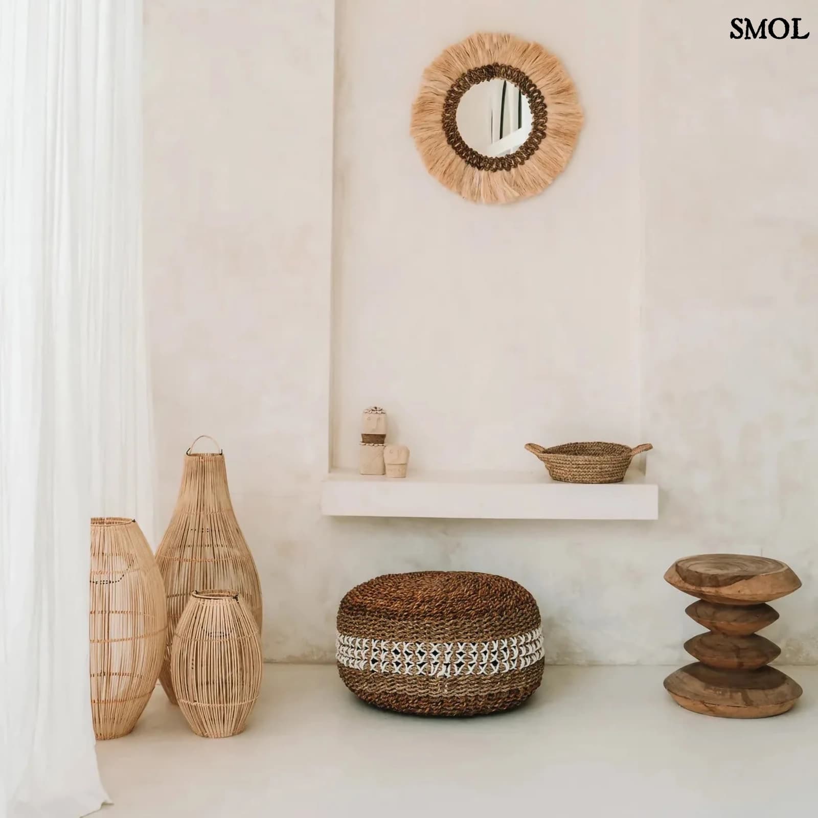 Rattan Függőlámpa, Ovális Formájú, 59 cm | ZURI | SMOL - nappaliban
