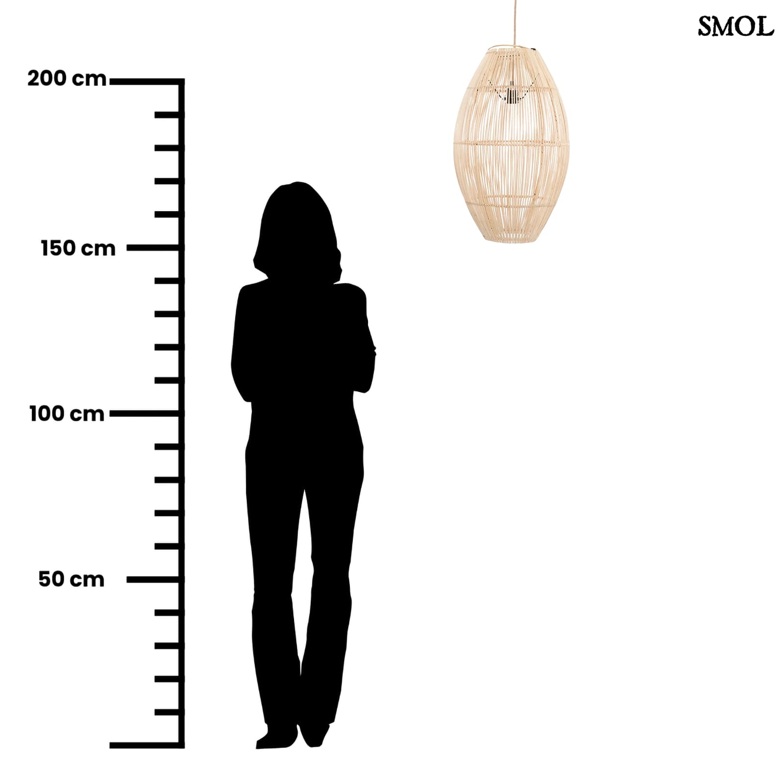 Rattan Függőlámpa, Ovális Formájú, 59 cm | ZURI | SMOL - méretarányosan