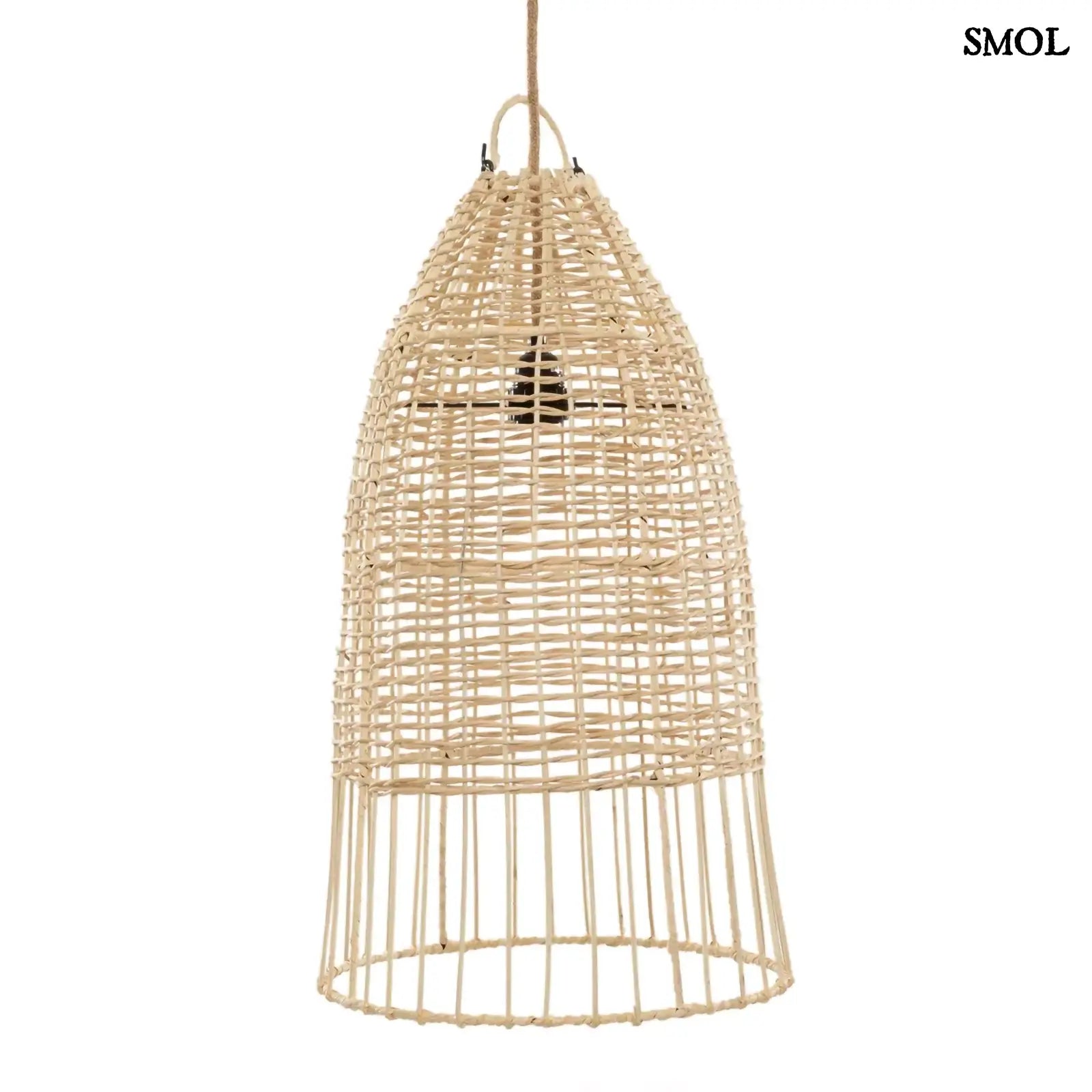 Rattan Függőlámpa - natúr, M | ELBA | SMOL -  fehér háttérrel