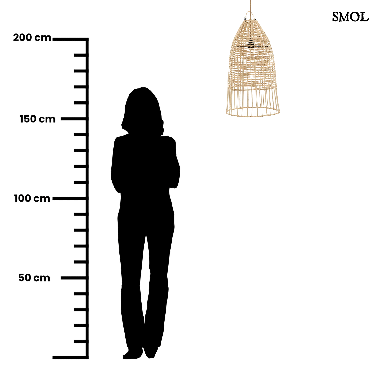Rattan Függőlámpa - natúr, M | ELBA | SMOL - méretarányosan
