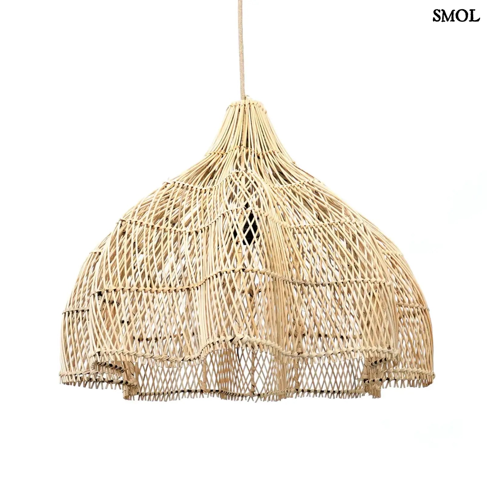 Rattan Függőlámpa -natúr, M | WHIPPED | SMOL - fehér háttérrel, felfüggesztve