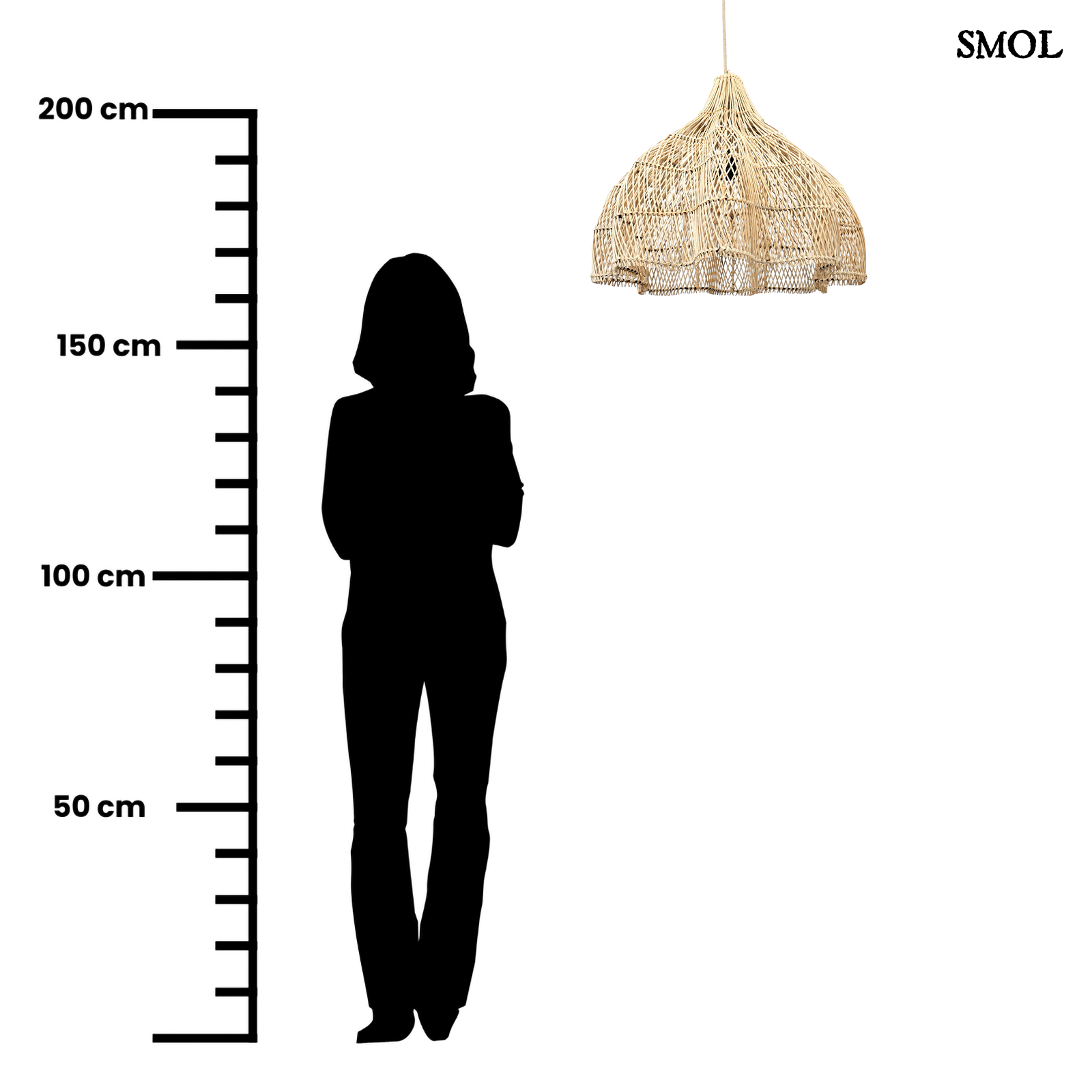 Rattan Függőlámpa -natúr, M | WHIPPED | SMOL - méretarányosan