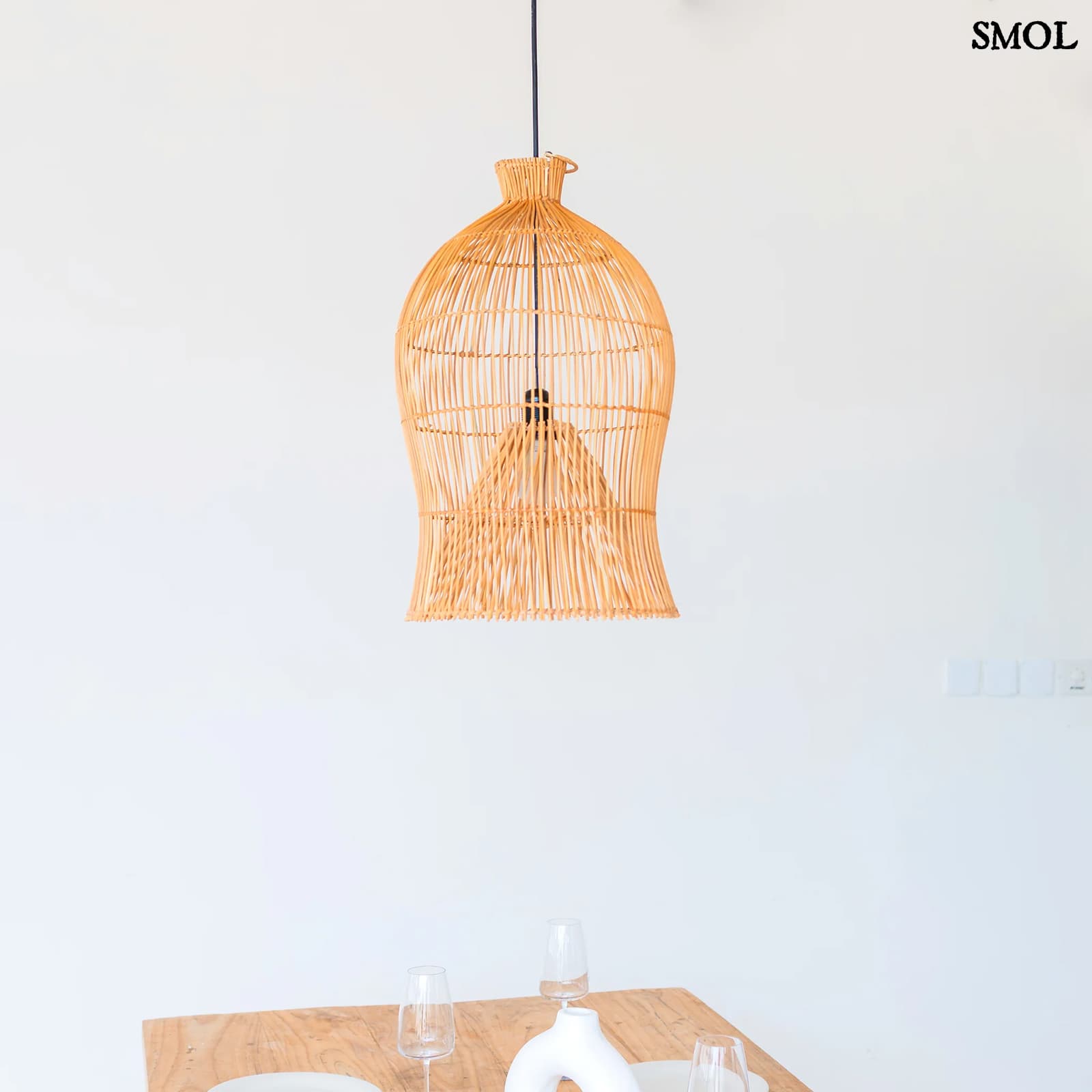 Rattan Függőlámpaernyő, 57 cm | MAHARA - smol.hu -  étkezőasztal felett