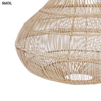 Natúr rattan függőlámpaernyő, csepp alakú, kézzel szőtt, organikus kiegészítő oldalról nagyítva