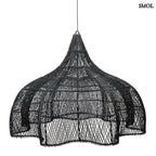 Rattan függőlámpaernyő Whipped, fekete, XL méret (110 cm), áramló, organikus forma oldalról