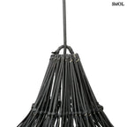 Rattan függőlámpaernyő Whipped, fekete, XL méret (110 cm), áramló, organikus forma akasztó nagyítva