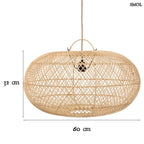 Rattan függőlámpaernyő Wholly, natúr, L méret, kézzel szőtt méretekkel