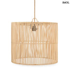 CHACHA rattan függőlámpaernyő natúr színben, nagyméretű (50 cm magas), kézzel szőtt fonattal, fehér háttérrel