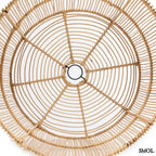 CHACHA rattan függőlámpaernyő natúr színben, nagyméretű (50 cm magas), kézzel szőtt fonattal, alulról