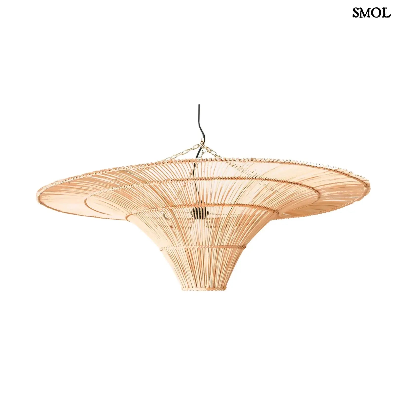 Rattan függőlámpaernyő The Sky, XL méret, natúr, óriás kupola forma fehér háttérrel