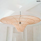 Rattan függőlámpaernyő The Sky, XL méret, natúr, óriás kupola forma mennyezeten lógatva