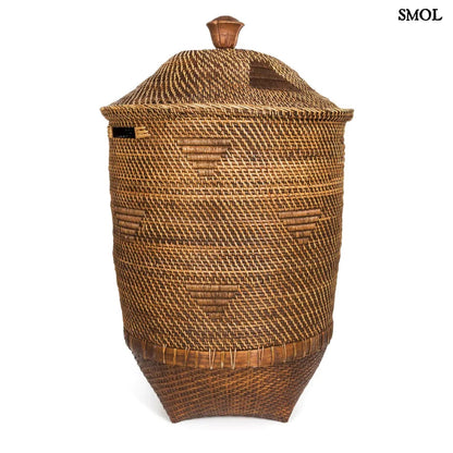 Rattan Tárolókosár fedéllel, 90 cm | COLONIAL LAUNDRY | SMOL - fehér háttérrel