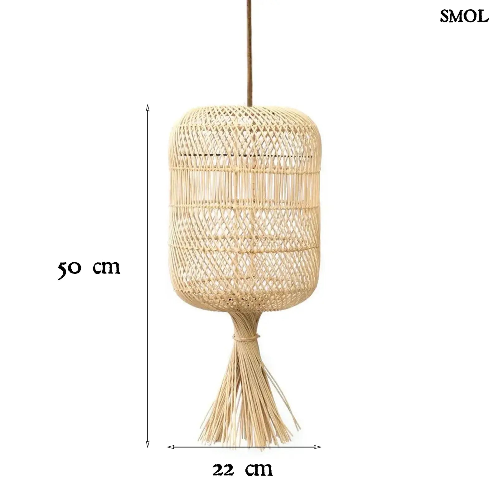Rattan álló- és függőlámpa, természetes, S | DUMPLING | SMOL - méretekkel