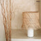 Rattan Table Lamp - Boho, Fringed, White-Natural | RATTAN