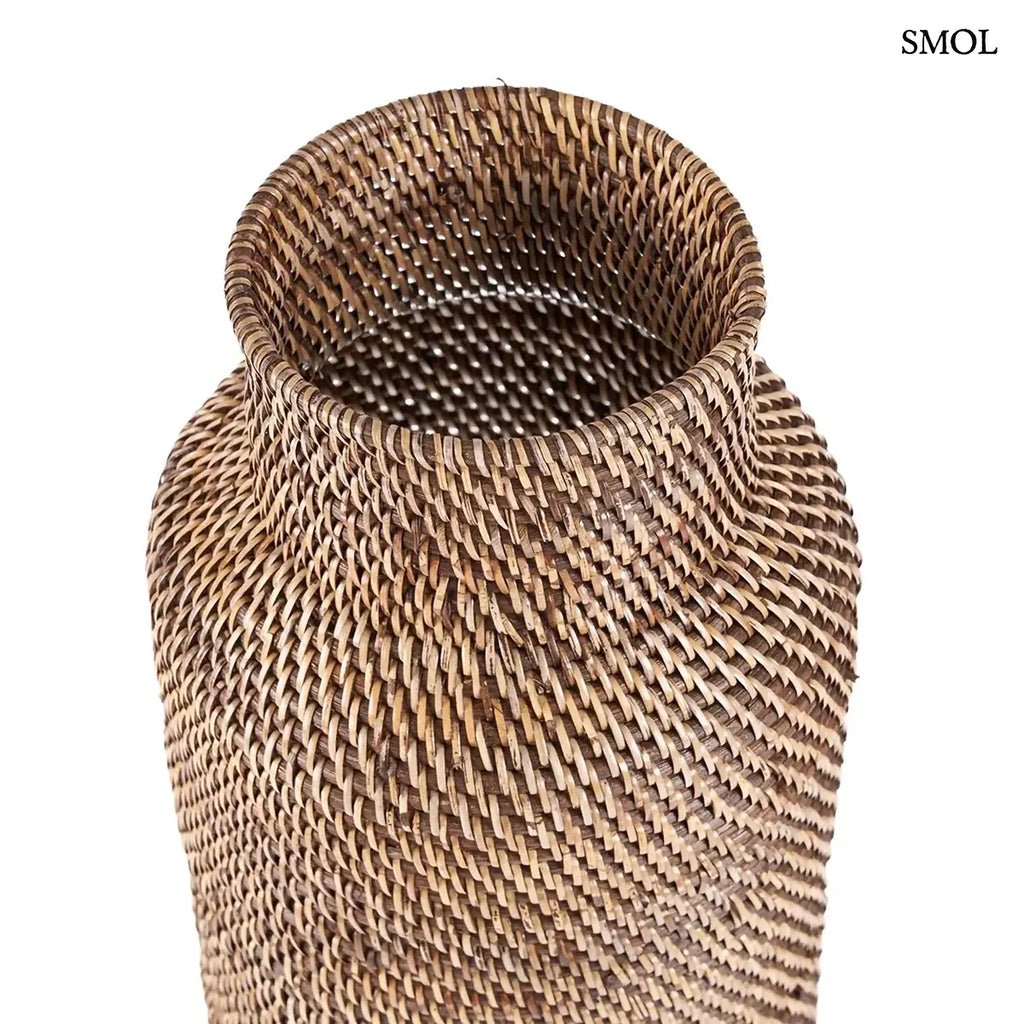 Natúr barna hengeres rattan esernyőtartó, 24×67 cm, felülről