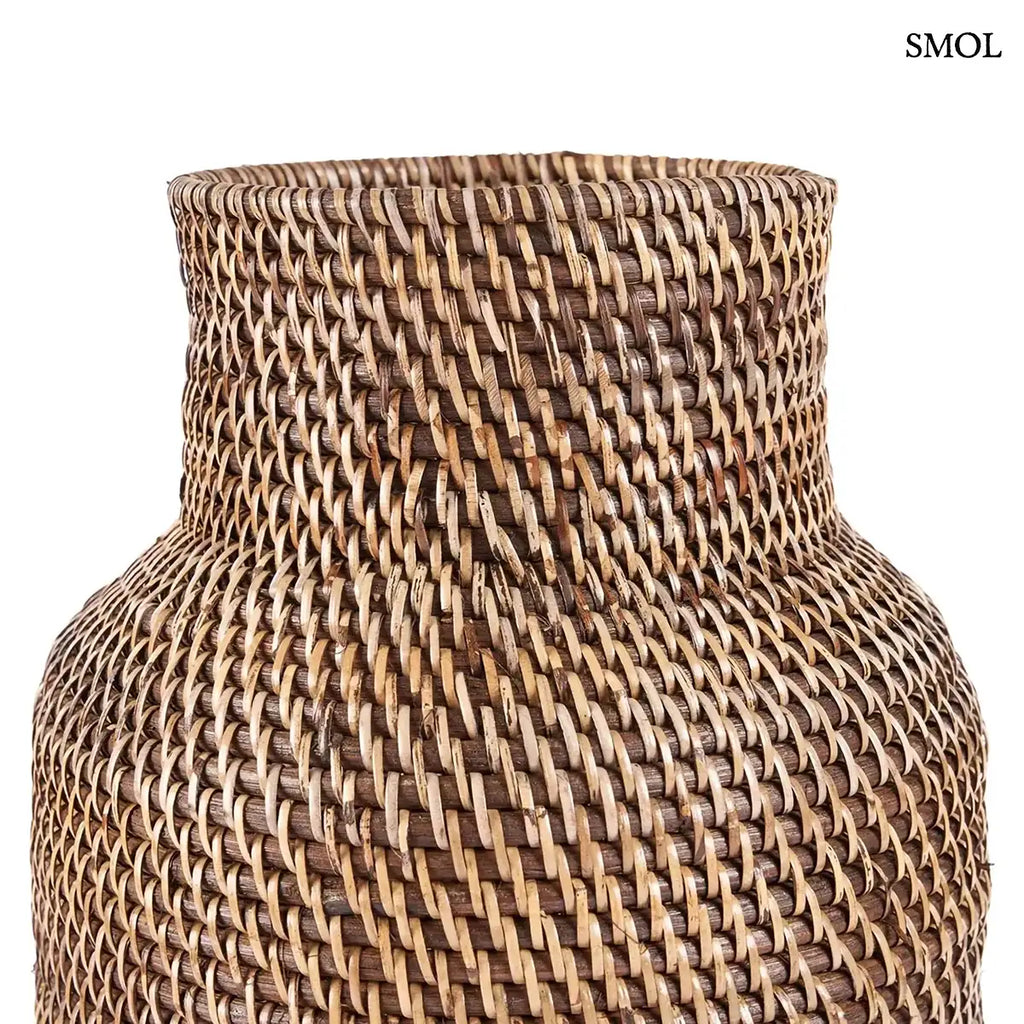 Natúr barna hengeres rattan esernyőtartó, 24×67 cm, oldalról