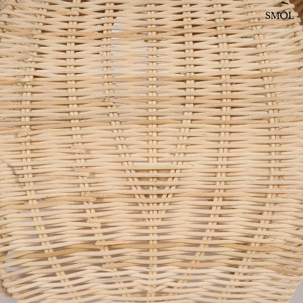 Lótusz virág formájú natúr rattan függőlámpabúra virágszirmokkal, 54×40 cm, oldalról