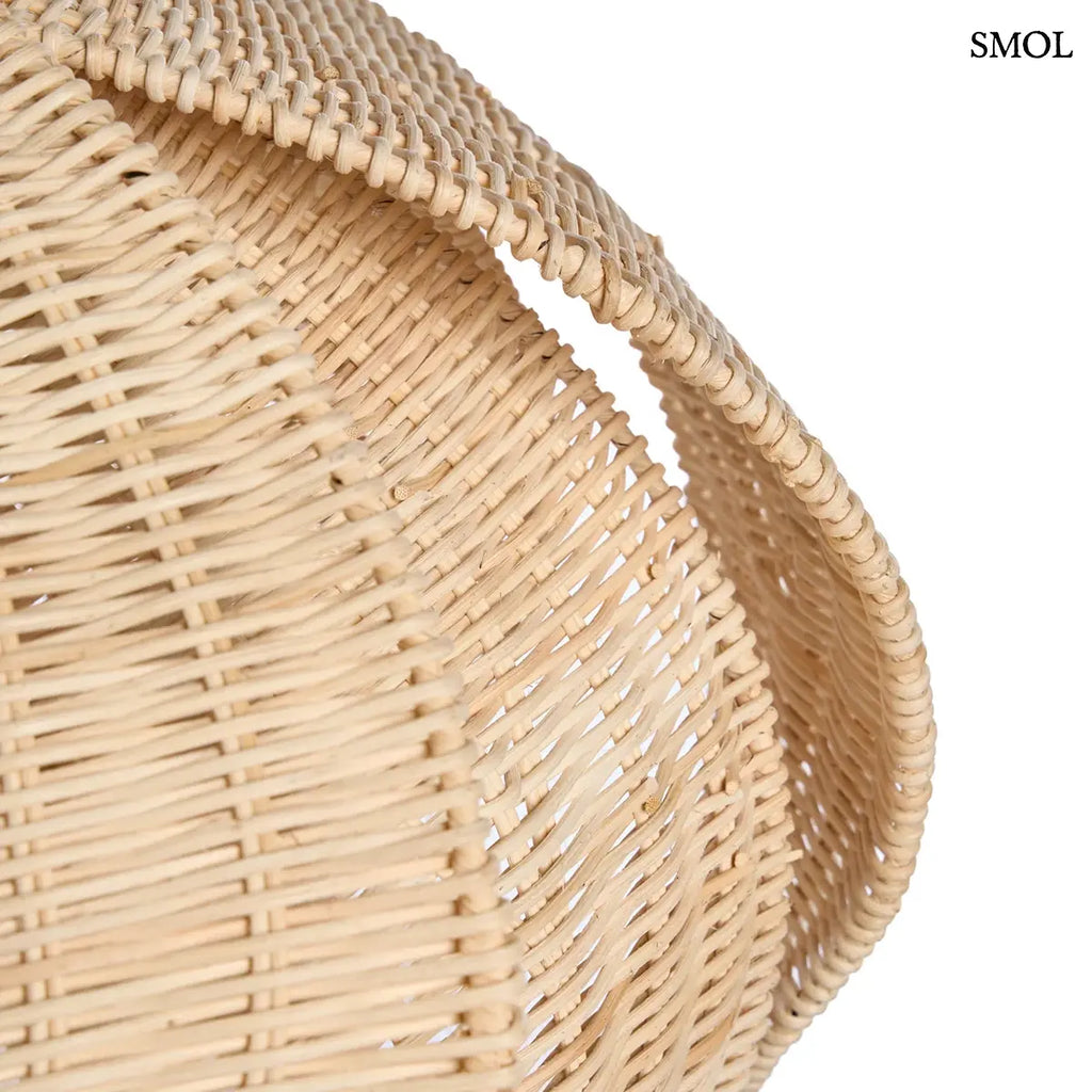 Lótusz virág formájú natúr rattan függőlámpabúra virágszirmokkal, 54×40 cm, szirom oldalról nagyítva
