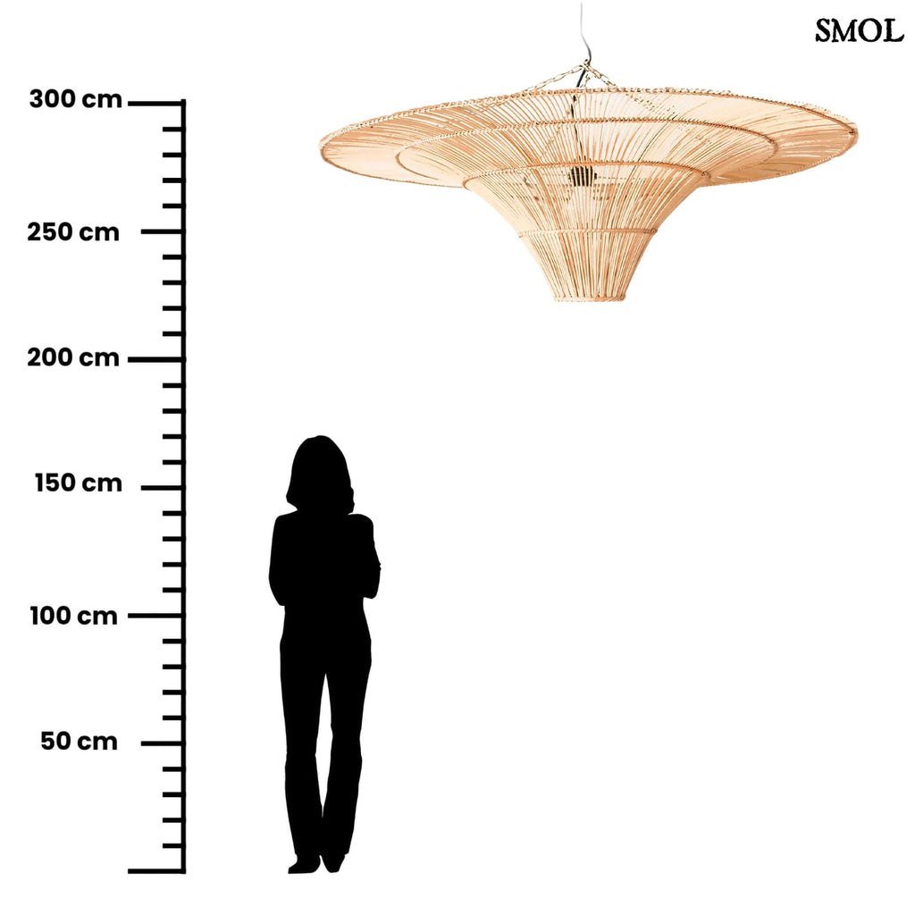 Rattan függőlámpa – Natúr XXL | SKY | SMOL - méretarányosan