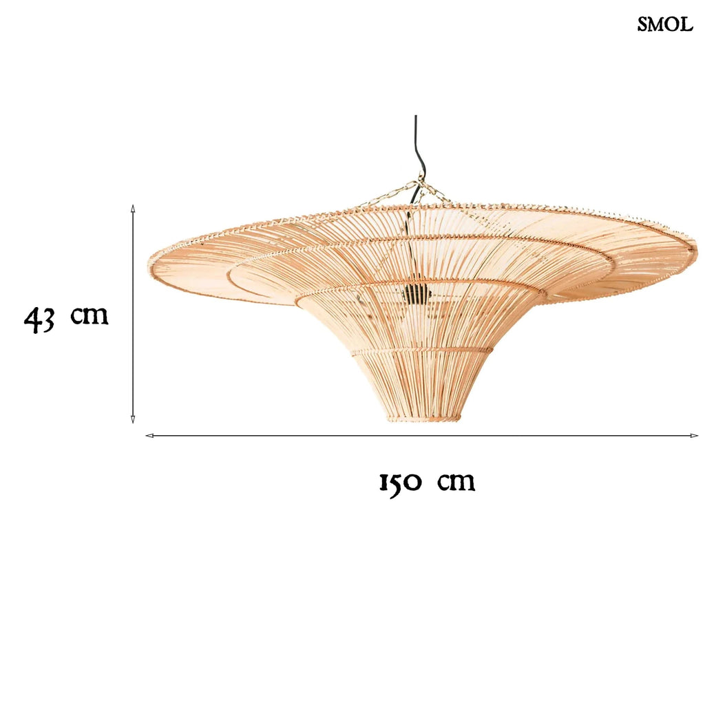 Rattan függőlámpa – Natúr XXL | SKY | SMOL - méretekkel