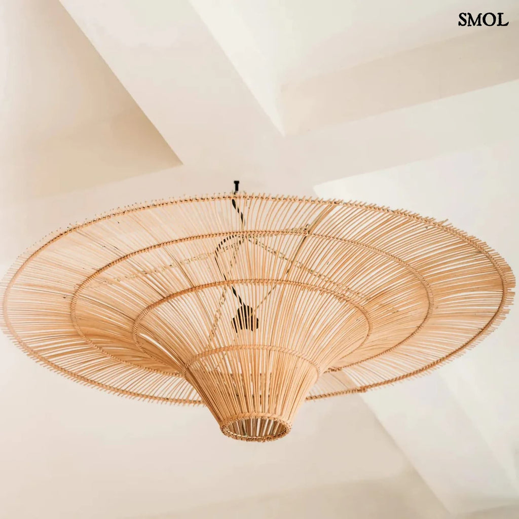 Rattan függőlámpa – Natúr XXL | SKY | SMOL - felfüggesztve, alulról