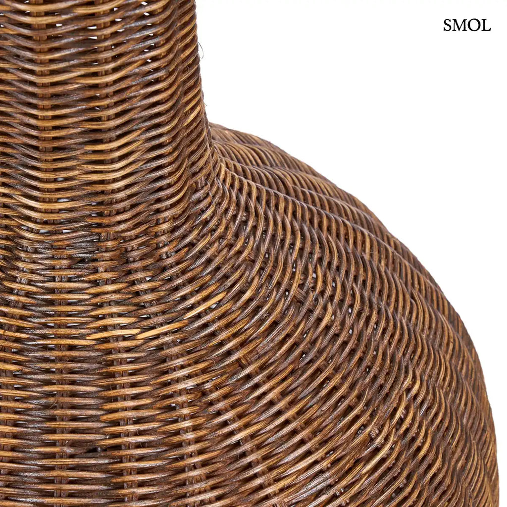 Rattan függőlámpabúra – amfóra forma, sötét dió, XXL méretben, nagyítva