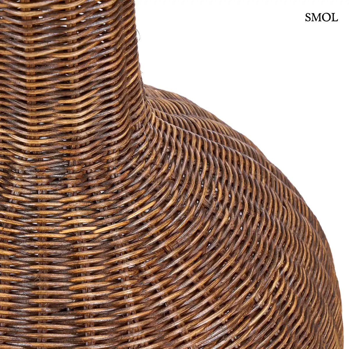 Rattan függőlámpabúra – amfóra forma, sötét dió, XXL méretben, nagyítva