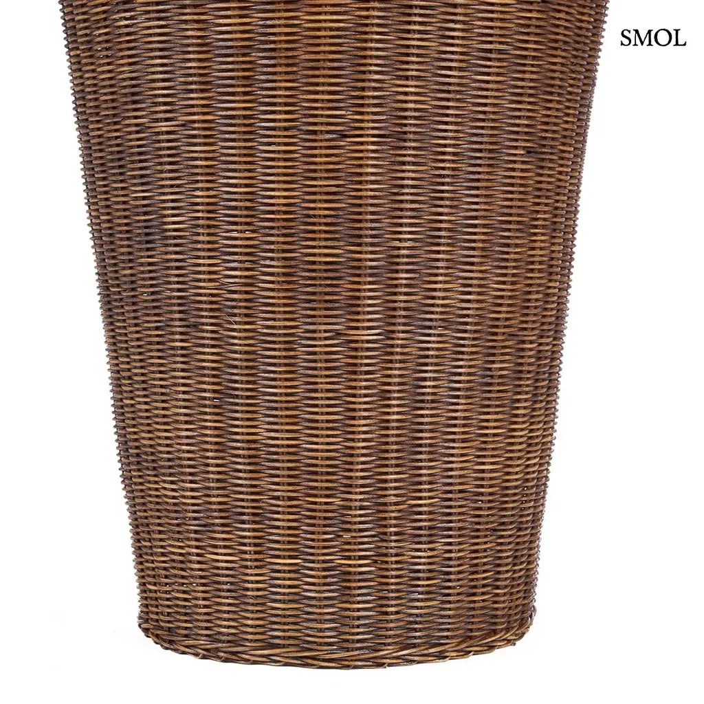 Rattan függőlámpabúra – amfóra forma, sötét dió, XXL méretben, alsó rész nagyítva