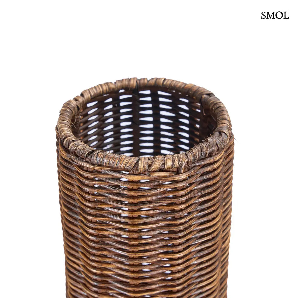 Rattan függőlámpabúra – amfóra forma, sötét dió, XXL méretben, felülről