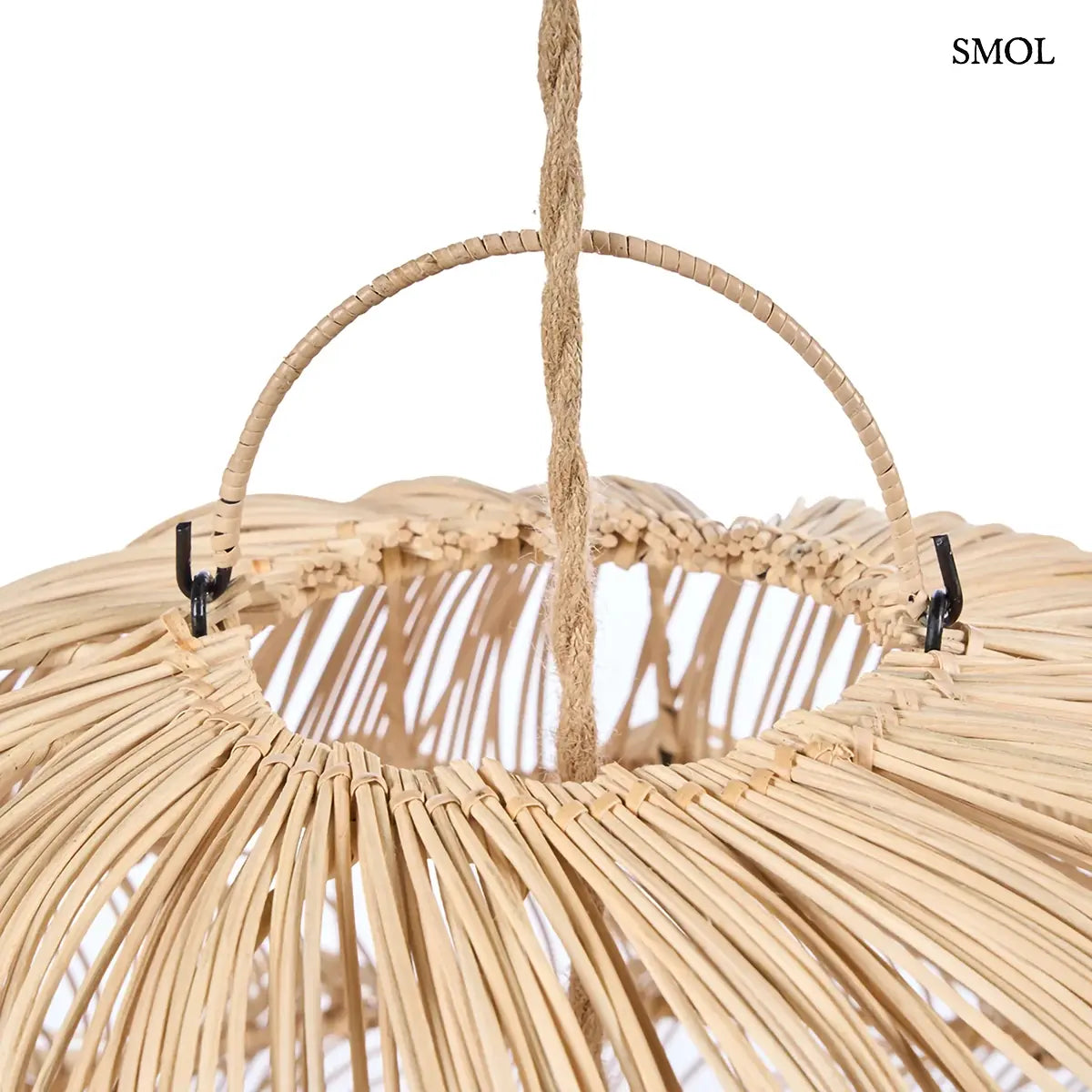 Natúr rattan függőlámpabúra gömb formával, XL méret, 102×102 cm, akasztó nagyítva
