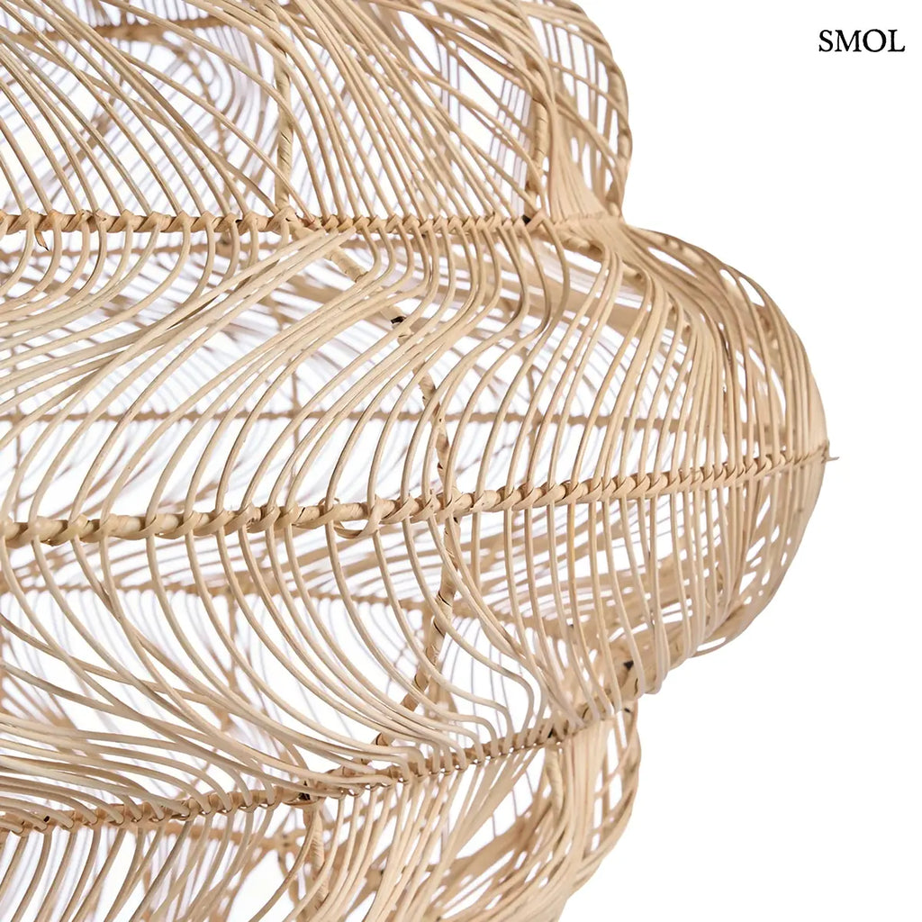 Natúr rattan függőlámpabúra gömb formával, XL méret, 102×102 cm, oldalról nagyítva
