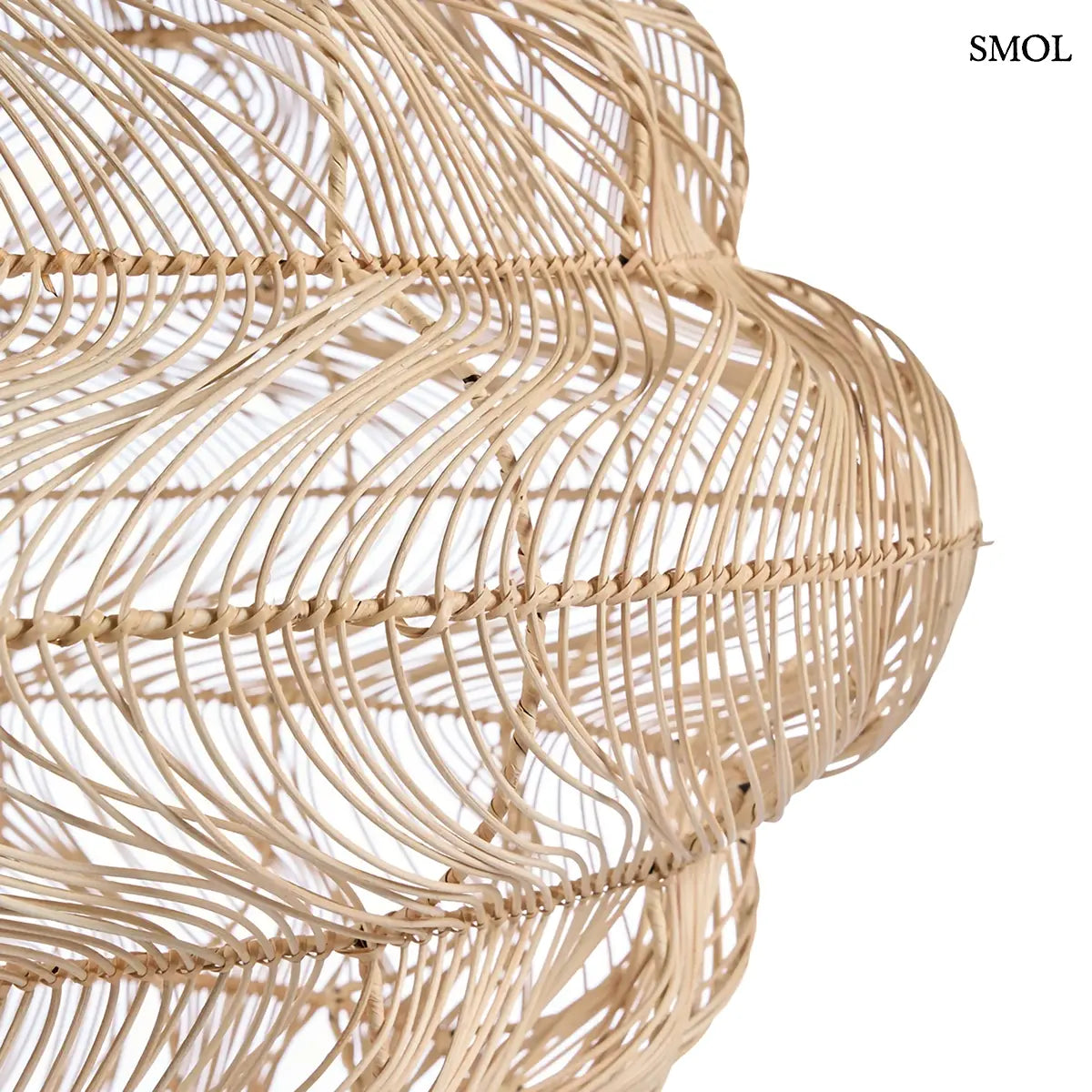 Natúr rattan függőlámpabúra gömb formával, XL méret, 102×102 cm, oldalról nagyítva