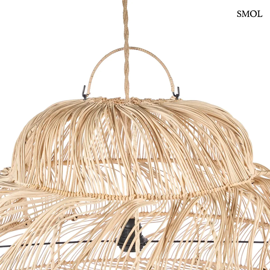 Natúr rattan függőlámpabúra gömb formával, XL méret, 102×102 cm, felső rész nagyítva