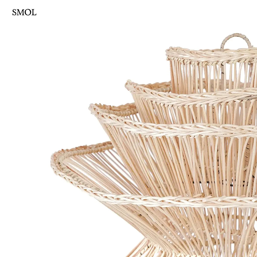 Gomba formájú natúr rattan függőlámpabúra, L méret, 55×63 cm, felső része nagyítva