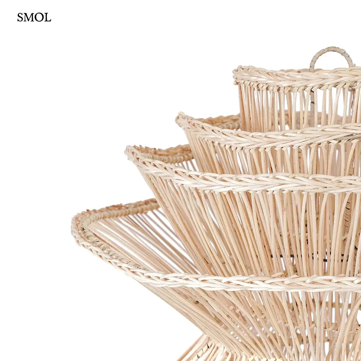 Gomba formájú natúr rattan függőlámpabúra, L méret, 55×63 cm, felső része nagyítva