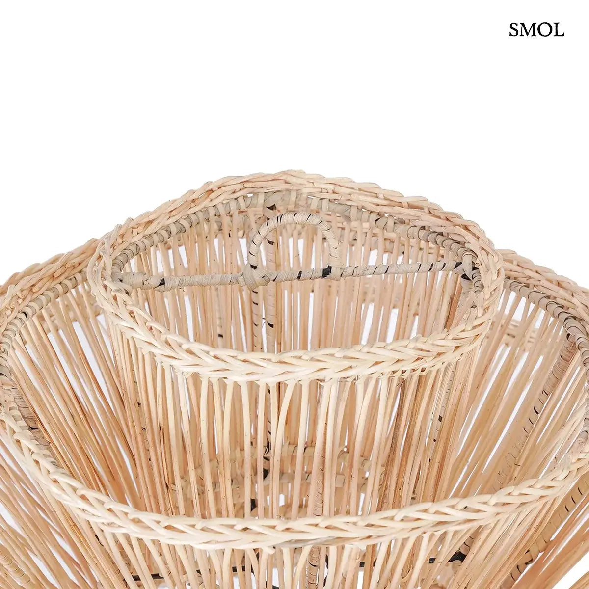 Gomba formájú natúr rattan függőlámpabúra, L méret, 55×63 cm, akasztó nagyítva