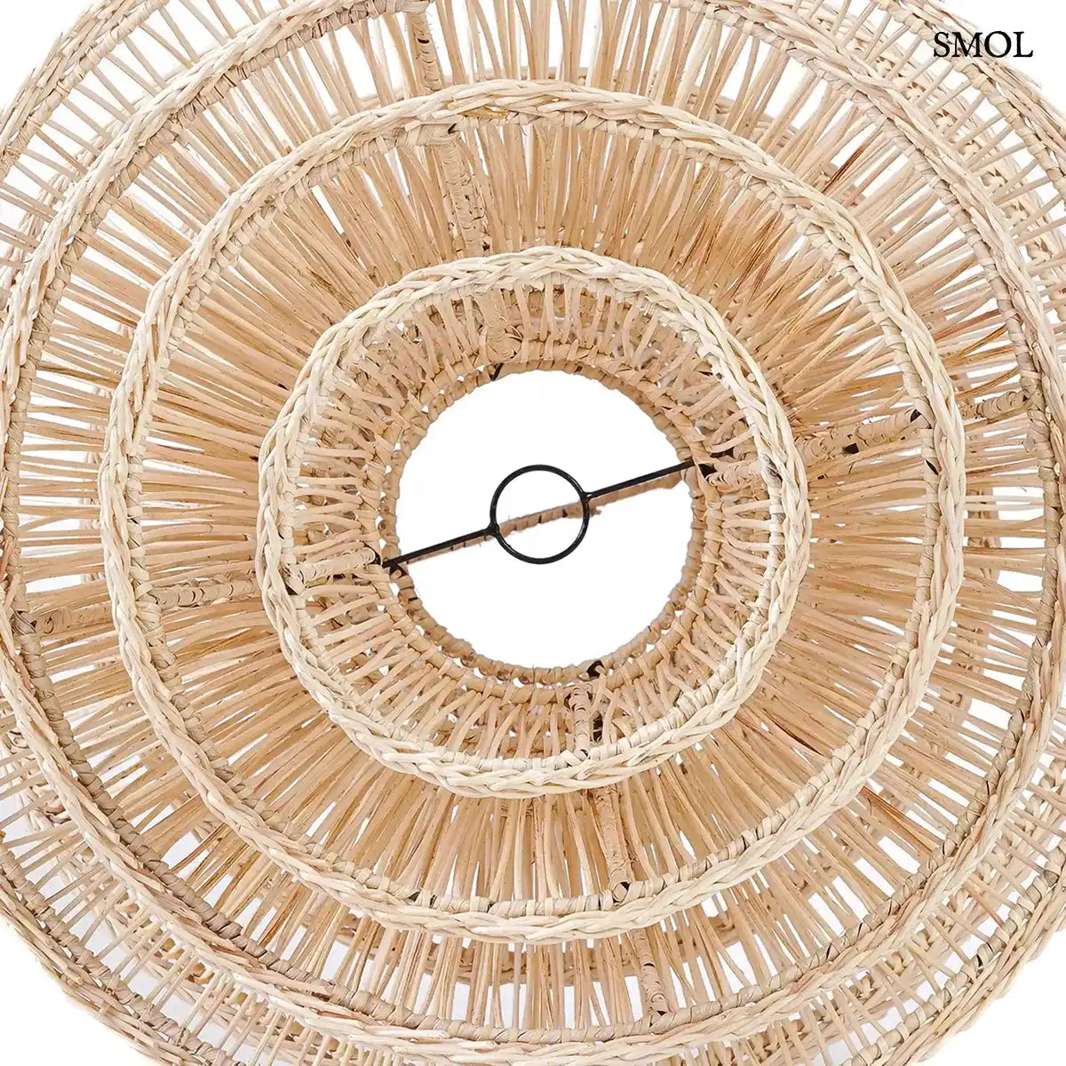 Gomba formájú natúr rattan függőlámpabúra, L méret, 55×63 cm, felülről