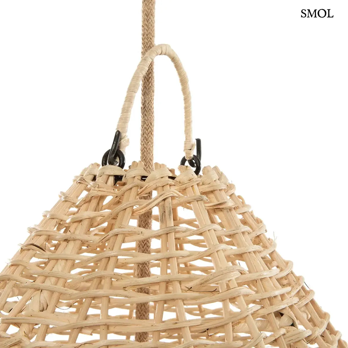 Natúr hengeres rattan függőlámpabúra, L méret, 45×90 cm, akasztó nagyítva