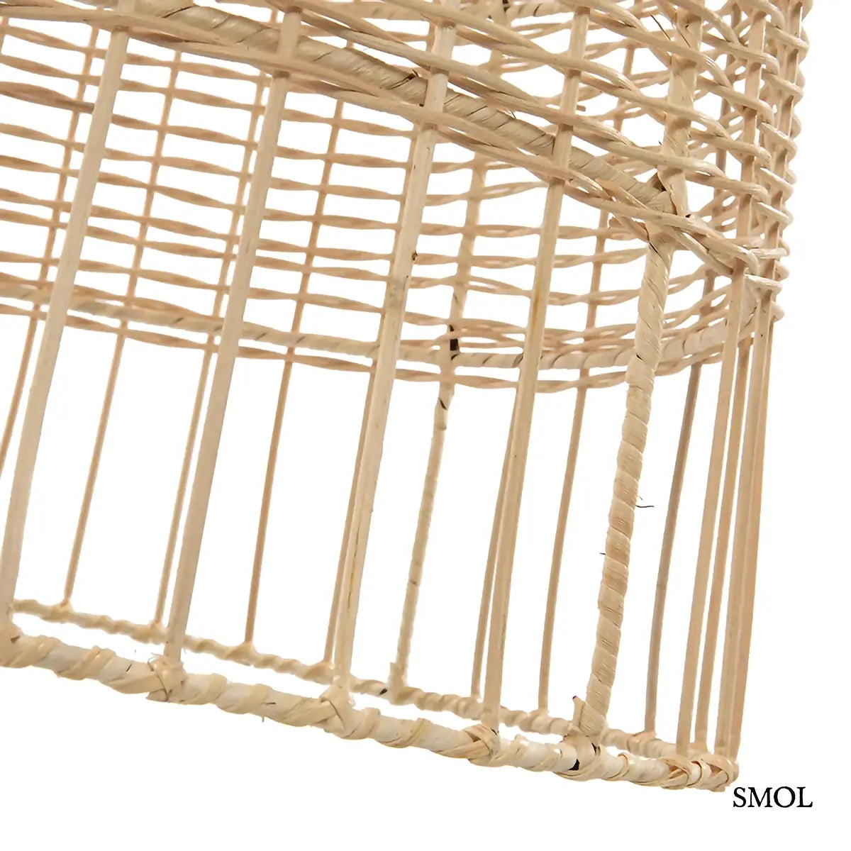 Natúr hengeres rattan függőlámpabúra, L méret, 45×90 cm, alsó rész nagyítva