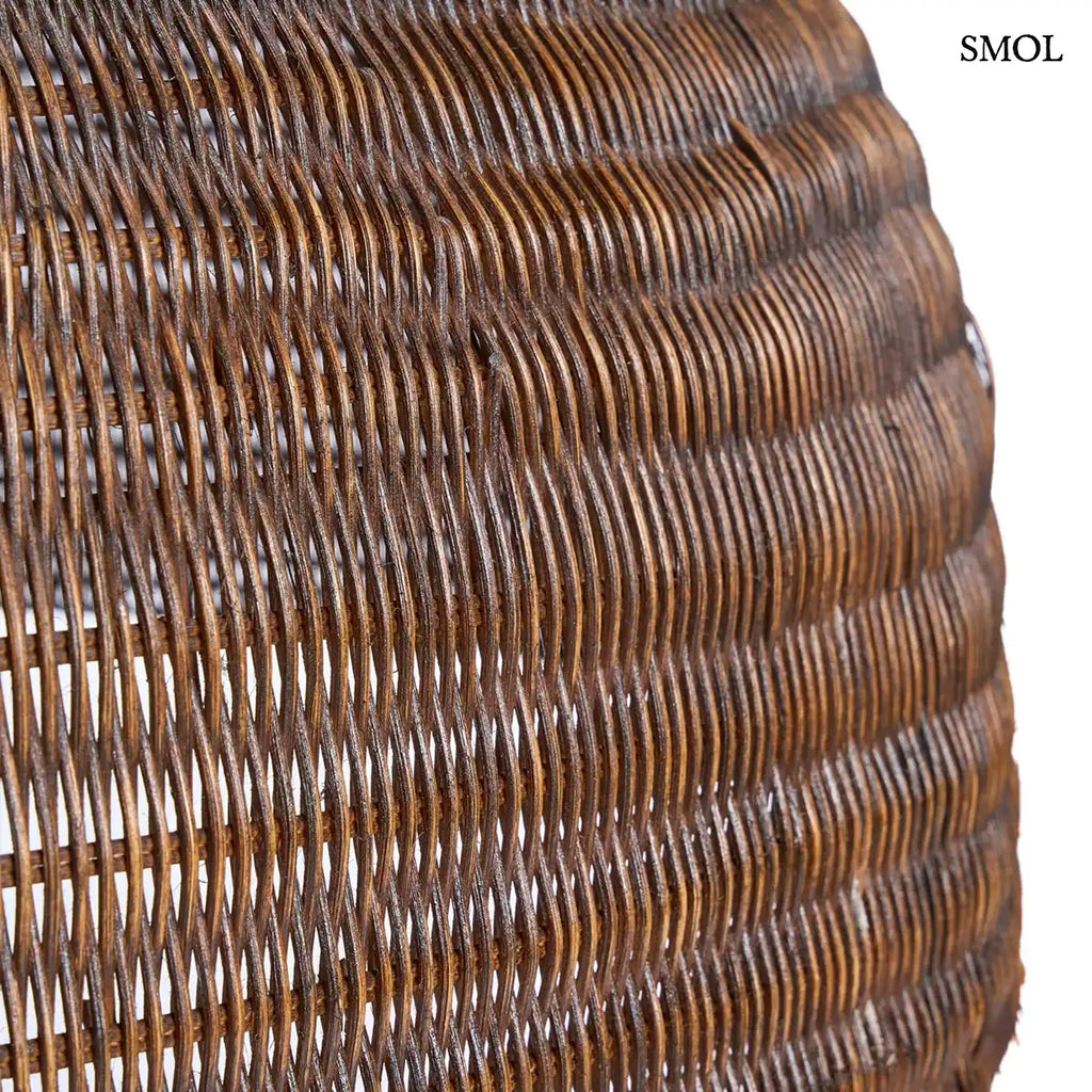 Sötét dió rattan függőlámpabúra kupolás formával, 100×84 cm, oldalról nagyítva