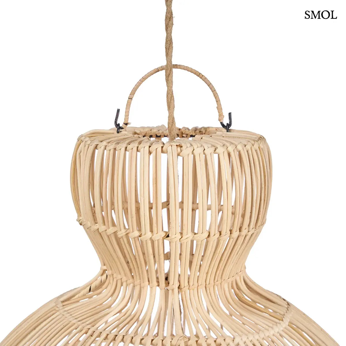 Natúr rattan függőlámpabúra harang formával, M méret, 57 cm, akasztó nagyítva