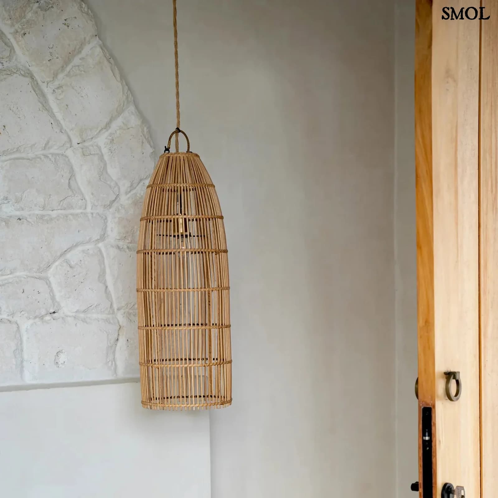 Rattan függőlámpaernyő, 62 cm | FISH TRAP | SMOL - ajtóval